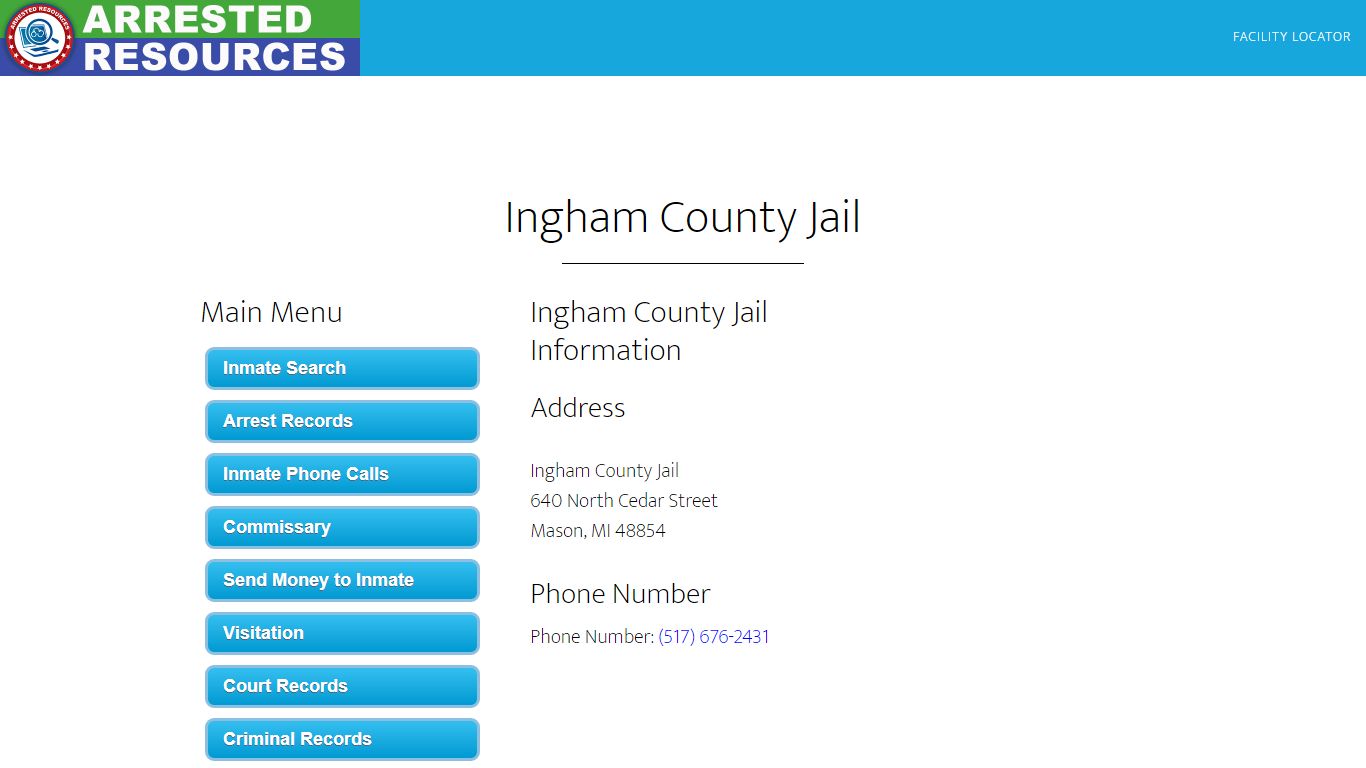 Ingham County Jail - Inmate Search - Mason, MI - Arrested Resources